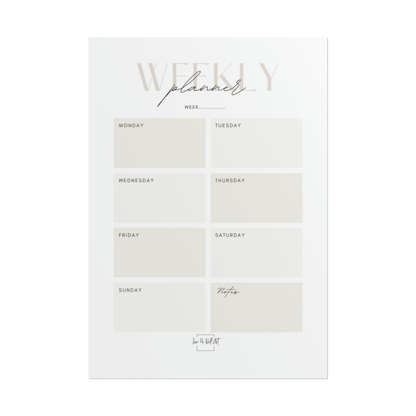 Weekly Planner Print/Poster