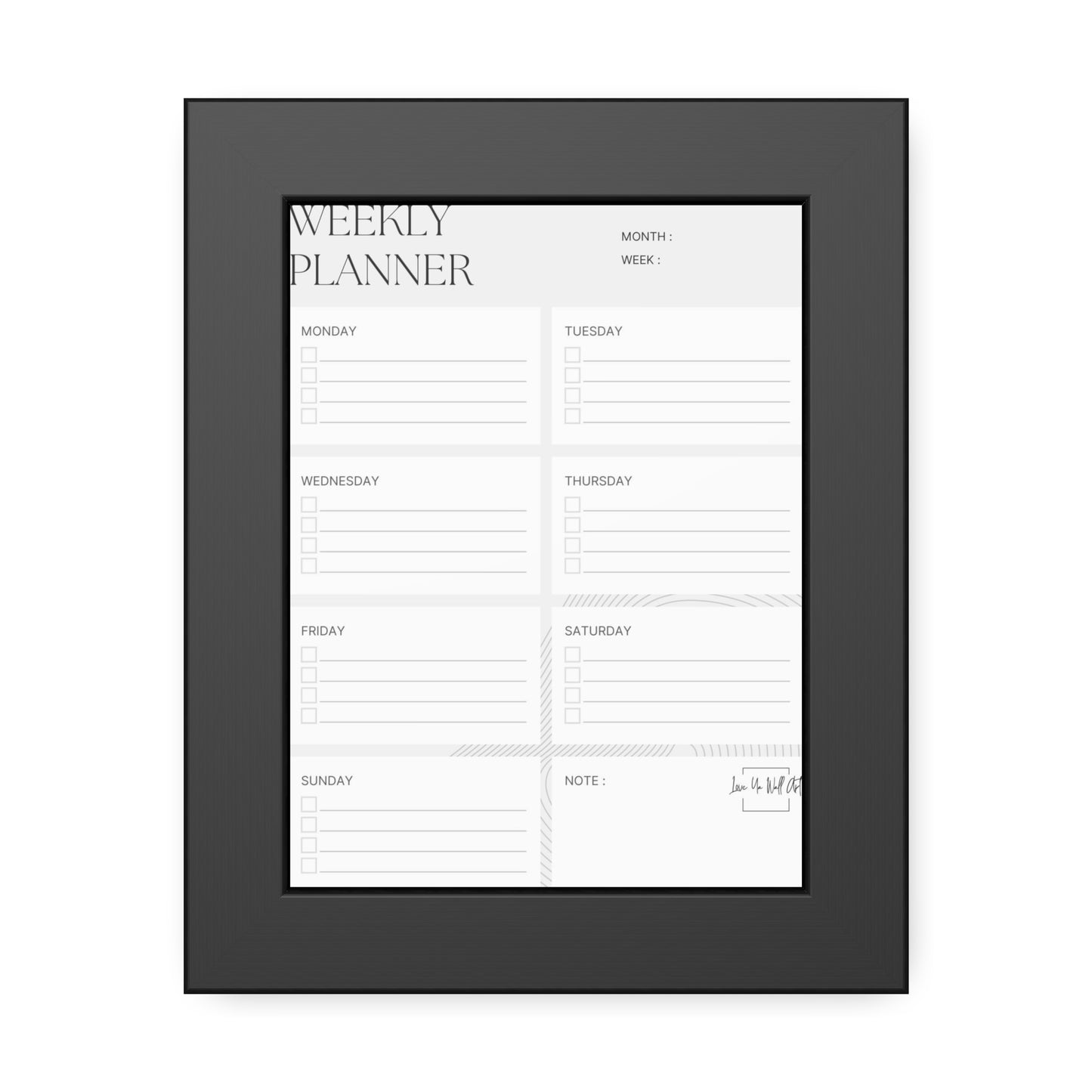 Framed Weekly Planner