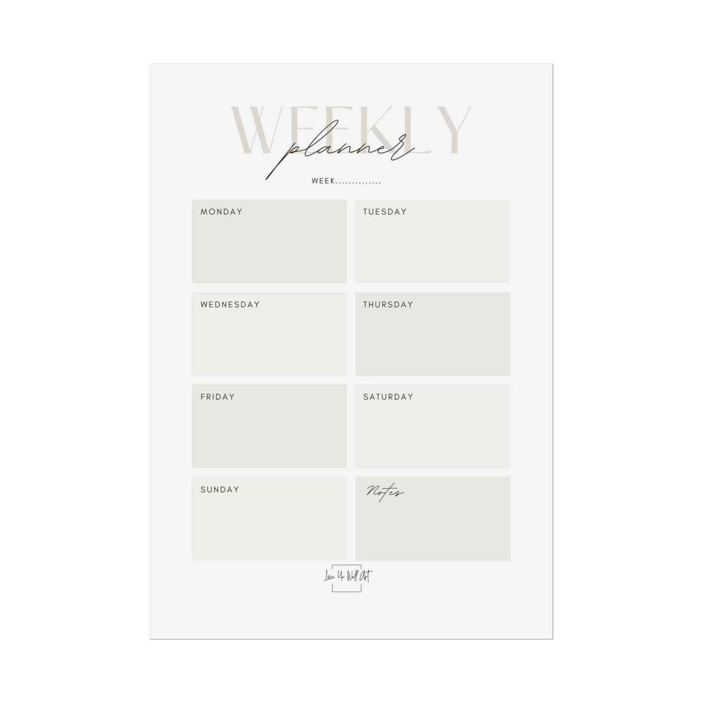 Weekly Planner Print/Poster