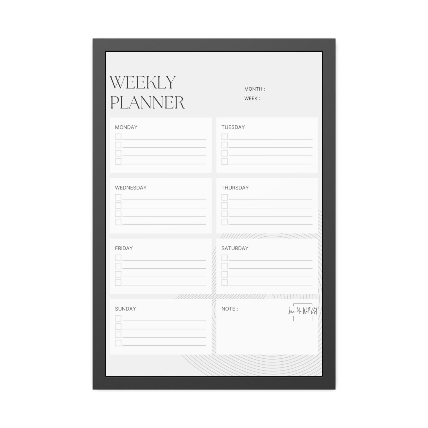 Framed Weekly Planner