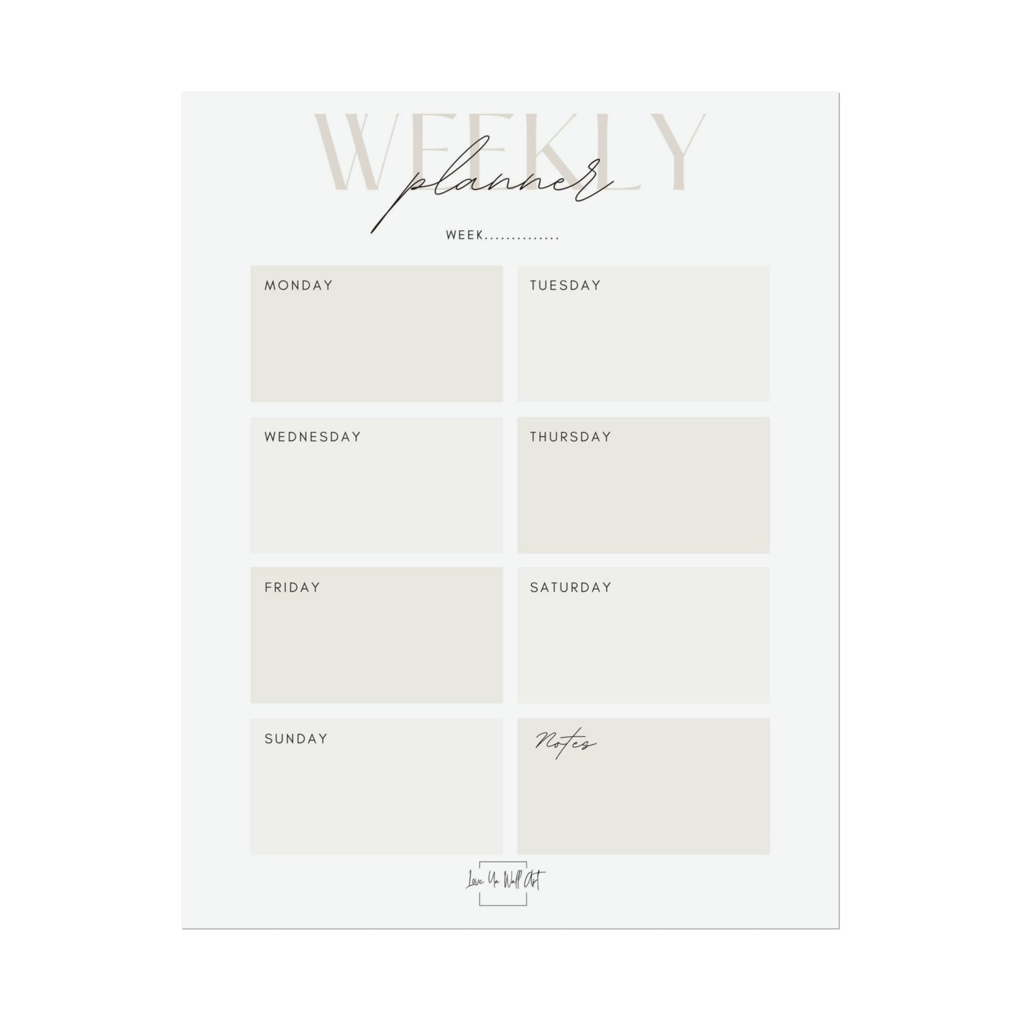 Weekly Planner Print/Poster