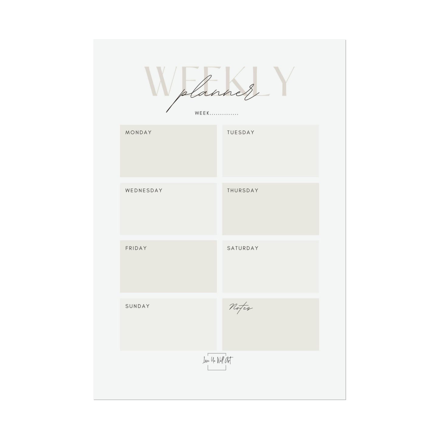 Weekly Planner Print/Poster